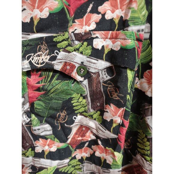 RARE Kimber Firearms 1911 100% Rayon Medium (M) Button Down Hawaiian Shirt - Picture 2 of 4